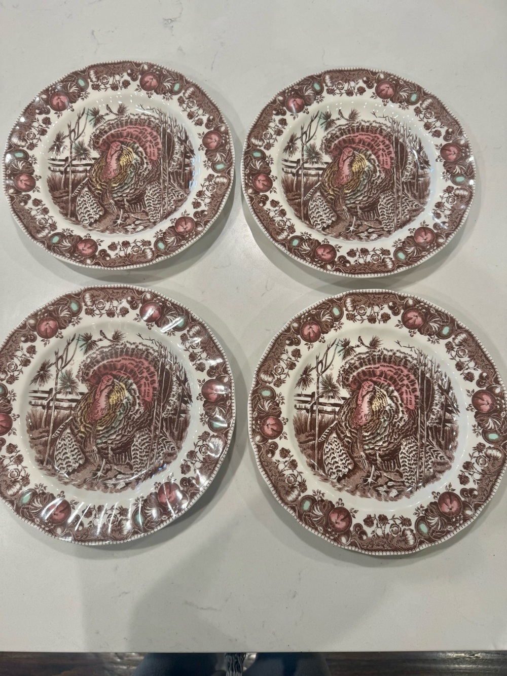 4 NEVER USED VINTAGE 
Johnson Brothers His Majesty 10.5” Dinner Plates